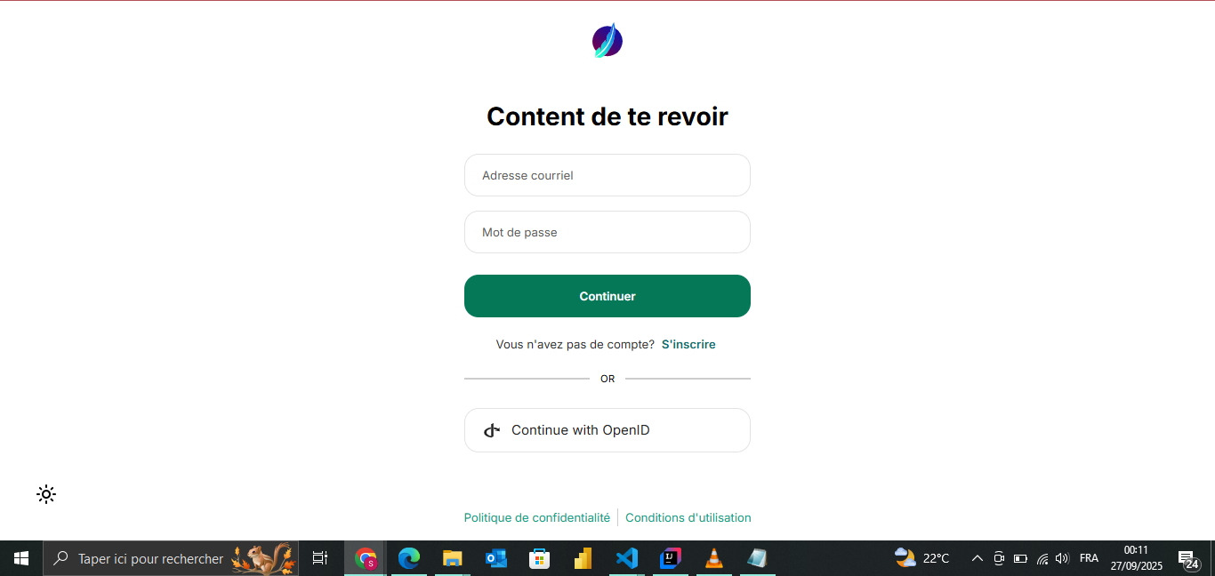 Instance LibreChat avec le bouton de connexion avec OpenID